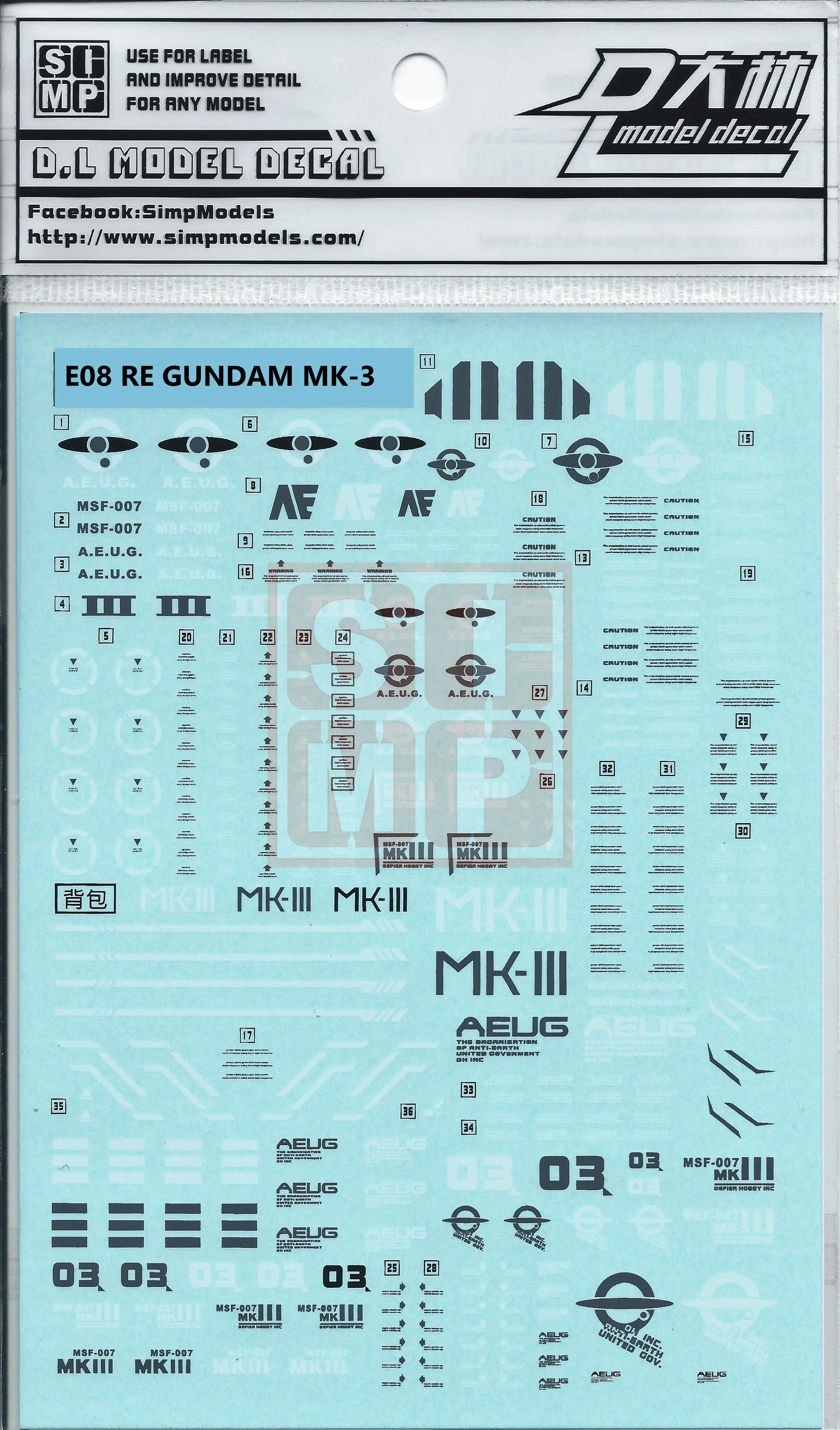 RE MK-III Water Slide Decal
